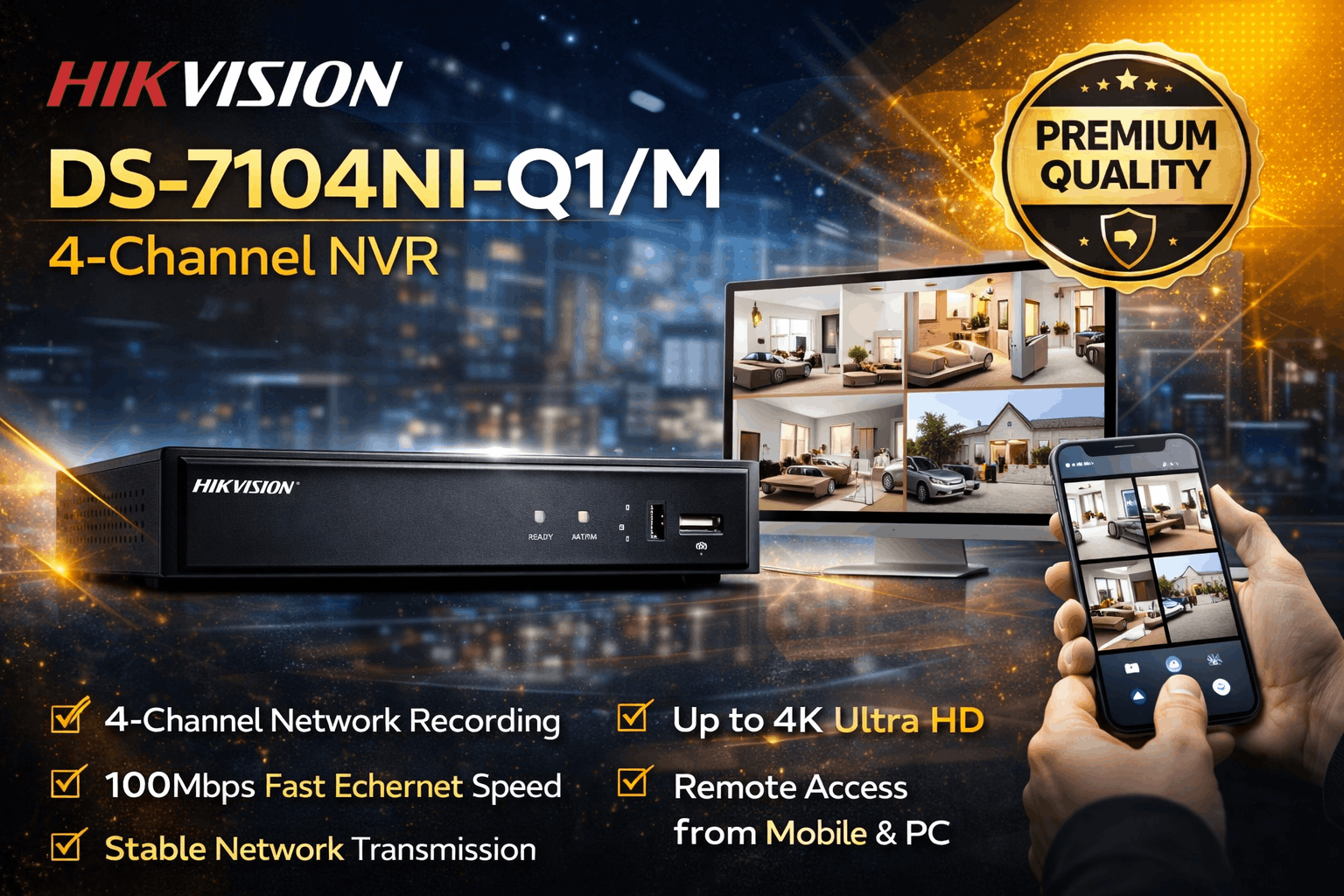  Hikvision DS-7104NI-Q1/M 4 Channel NVR